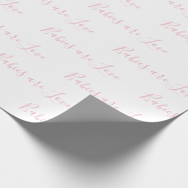 Babies are Love Pink Girly Elegant Baby Wrapping Paper (Corner)