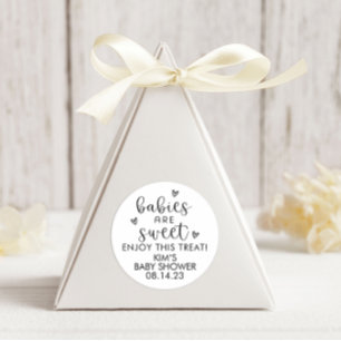 Babies Are Sweet Baby Shower Minimalist Neutral Classic Round Sticker