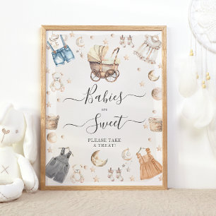 Babies Are Sweet Clothes Boho Gender Reveal Poster