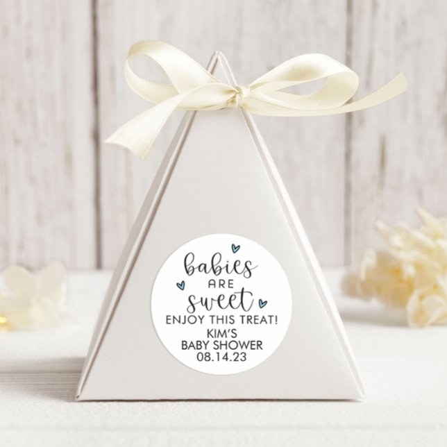 Babies Are Sweet Minimalist Baby Shower Classic Round Sticker (Creator Uploaded)