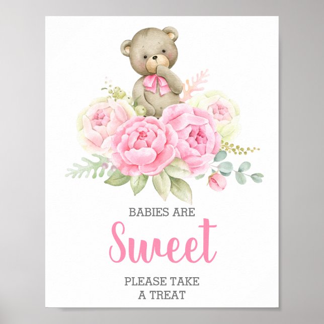 Babies are Sweet Pink Bear sign (Front)