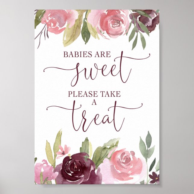 Babies are sweet please take a treat favours sign (Front)
