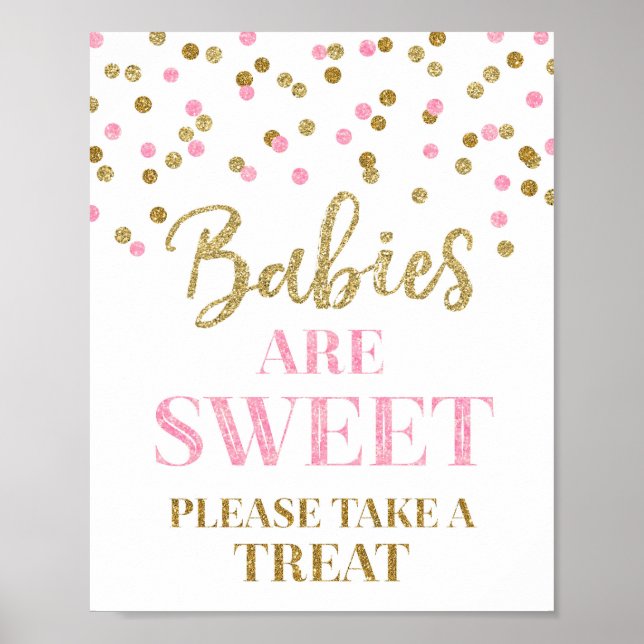 Babies are Sweet Sign Gold Pink Confetti (Front)