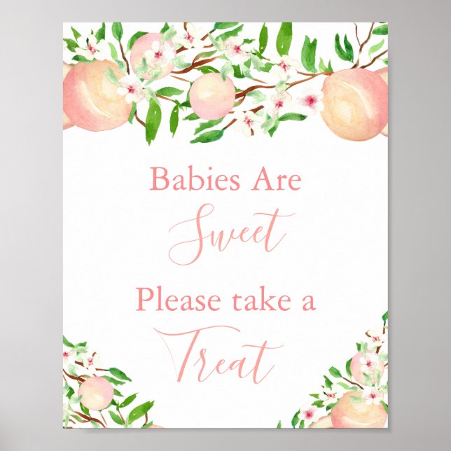 Babies Are Sweet Take A Treat, Peaches Baby Shower Poster (Front)