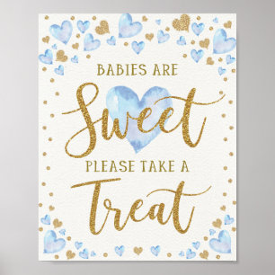Babies are Sweet Take a Treat Pink Silver Hearts Poster