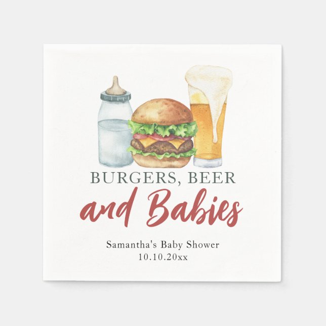 Babies, Burgers and Beer Baby shower  Napkin (Front)
