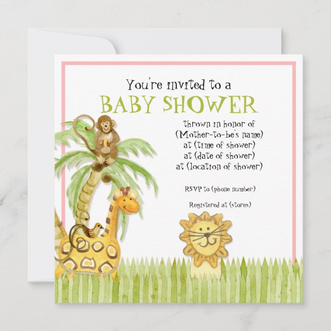 Babies de la Jungle, Invitation Baby shower de fil (Devant)