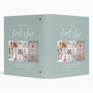 Babies first year photo collage script blue binder