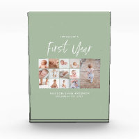 Babies first year photo collage script green 