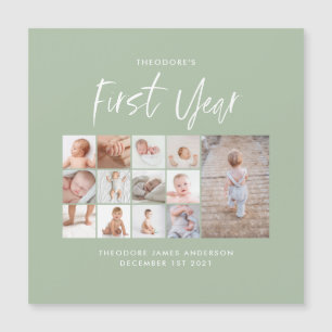 Babies first year photo collage script green