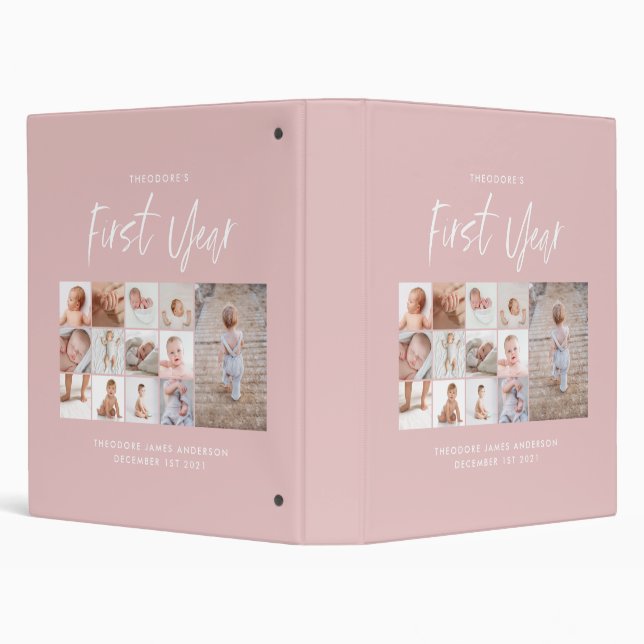 Babies first year photo collage script pink binder (Background)