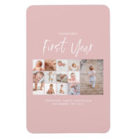 Babies first year photo collage script pink