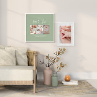 Babies first year photo collage script sage green