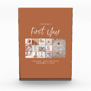 Babies first year photo collage script terracotta block