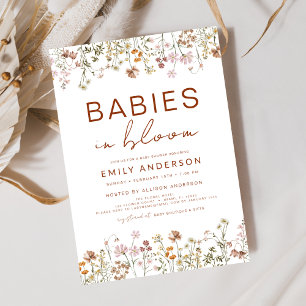 Babies in Bloom Twins Wildflower Baby Shower Invitation