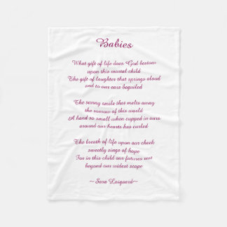 Babies poem fleece blanket