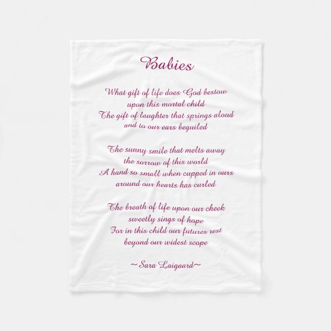 Babies poem fleece blanket (Front)