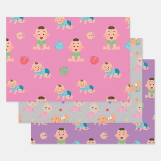 Babies Wrapping Paper Flat Sheet Set of 3