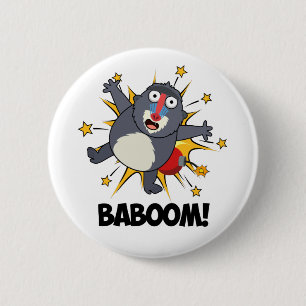 Baboom Funny Exploding Baboon Pun  2 Inch Round Button