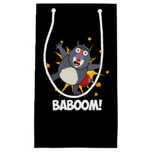 Baboom Funny Exploding Baboon Pun Dark BG Small Gift Bag