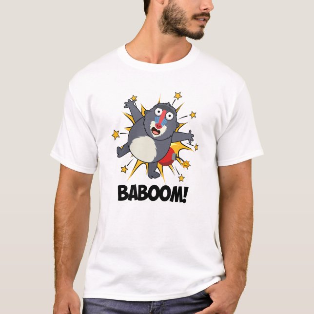 Baboom Funny Exploding Baboon Pun  T-Shirt (Front)