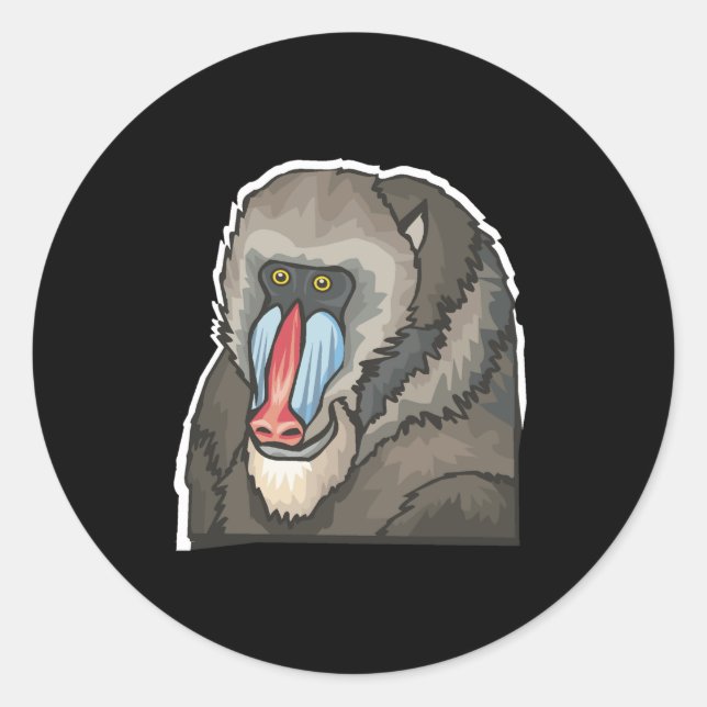 baboon classic round sticker (Front)