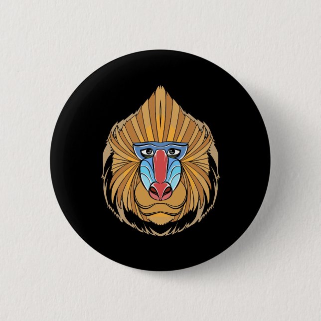 Baboon Face Halloween Scary Baboon Monkey  2 Inch Round Button (Front)