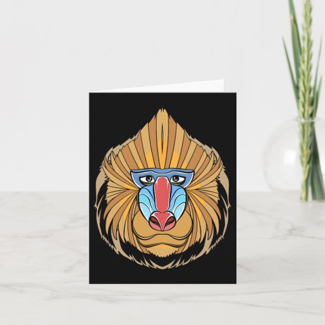 Baboon Face Halloween Scary Baboon Monkey  Card (Front)