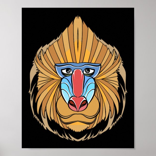 Baboon Face Halloween Scary Baboon Monkey  Poster (Front)