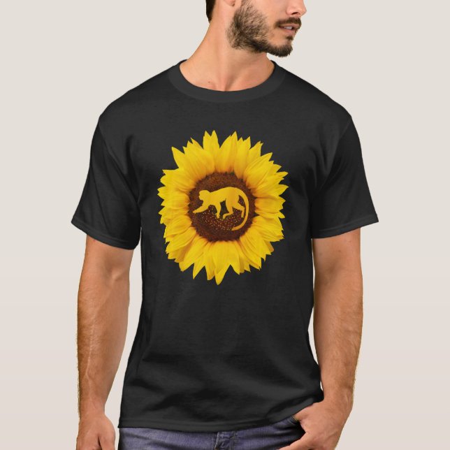 Baboon  For Women Men Monkey Animal Sunflower T-Shirt (Front)