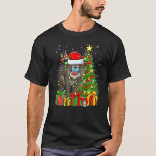 Baboon Lighting Xmas Tree Santa Hat Baboon Christm T-Shirt