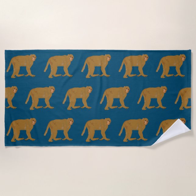Baboon monkey art beach towel (Front)