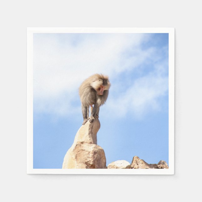 Baboon monkey on top of a mountain napkin (Front)
