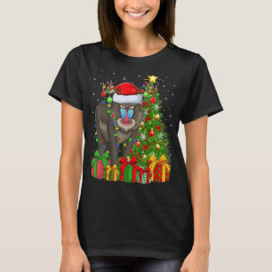 Baboon Xmas Holiday Santa Baboon Christmas Tree T-Shirt