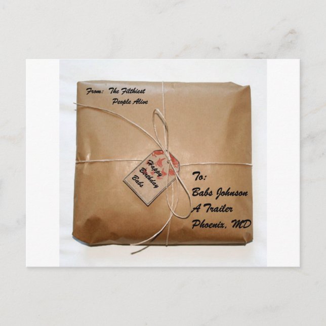 Babs Johnson Birthday Package Postcard (Front)