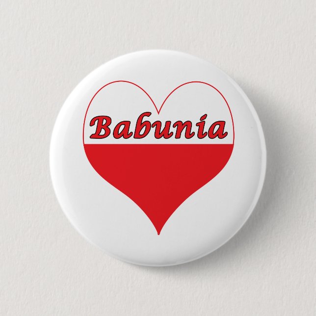 Babunia Polish Heart 2 Inch Round Button (Front)