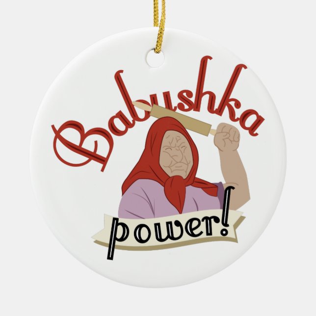 Babushka Power Ceramic Ornament (Front)