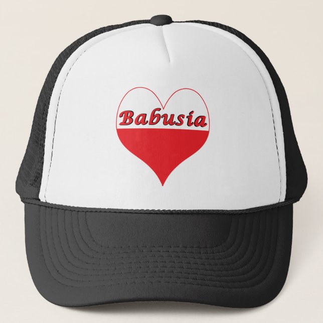 Babusia Polish Heart Trucker Hat (Front)