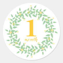 Baby 1 Month Classic Round Sticker, Glossy