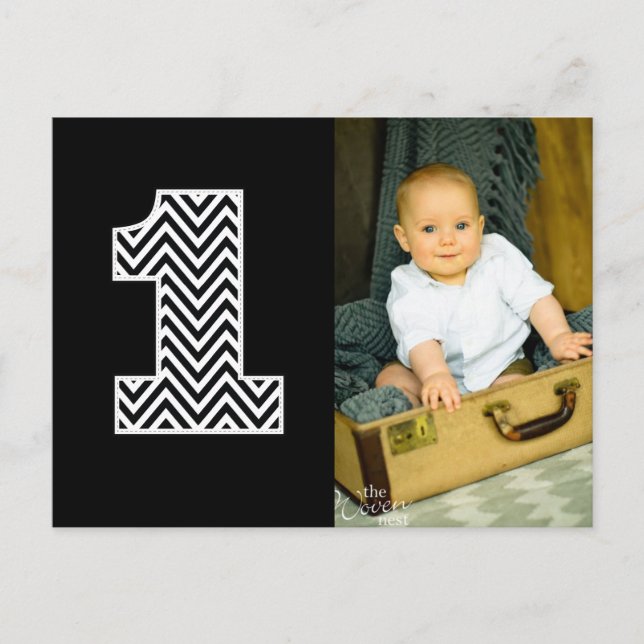 Baby 1er Anniversaire Chevron Merci Carte Postale  (Devant)