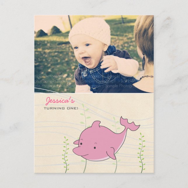 Baby 1er Anniversaire de fête Carte Invitation Dau (Devant)