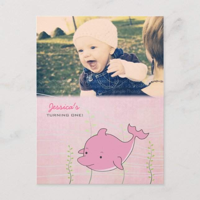 Baby 1er Anniversaire de fête Carte Invitation Dau (Devant)