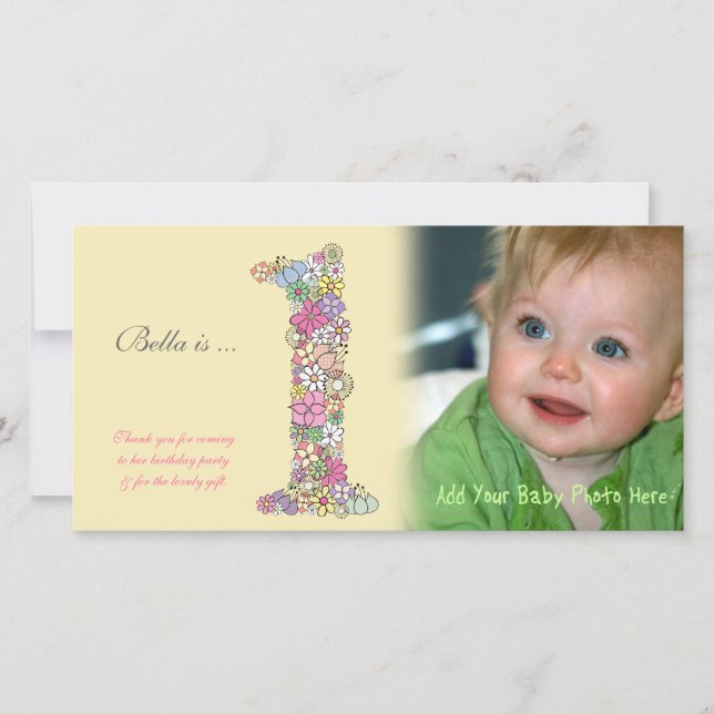 Baby 1er anniversaire Merci Carte photo (Devant)