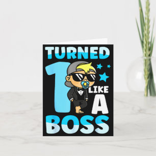 Baby 1st Birthday Boy Girl 1 Year Like A Boss Kids Card