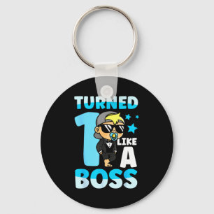 Baby 1st Birthday Boy Girl 1 Year Like A Boss Kids Keychain
