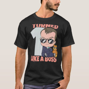 Baby 1st Birthday Boy Girl 1 Year Like a Boss Kids T-Shirt