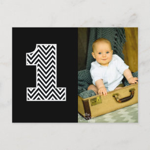 Baby 1st Birthday Chevron Thanks Photo Postcard