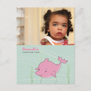 Baby 1st Birthday Party Dolphin Invite Card