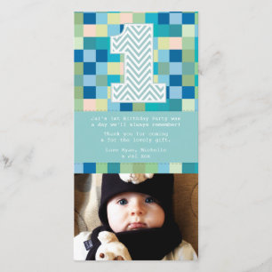 Baby 1st Birthday Thank You Photo Card Note