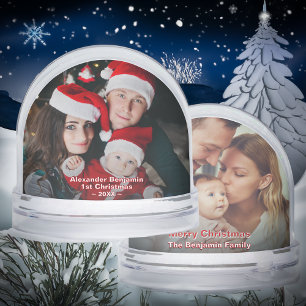 Baby 1st Christmas Family Mom Dad Photo Custom Snowglobe